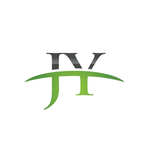 Initial letter JY green swoosh logo swoosh logo — Stock Vector