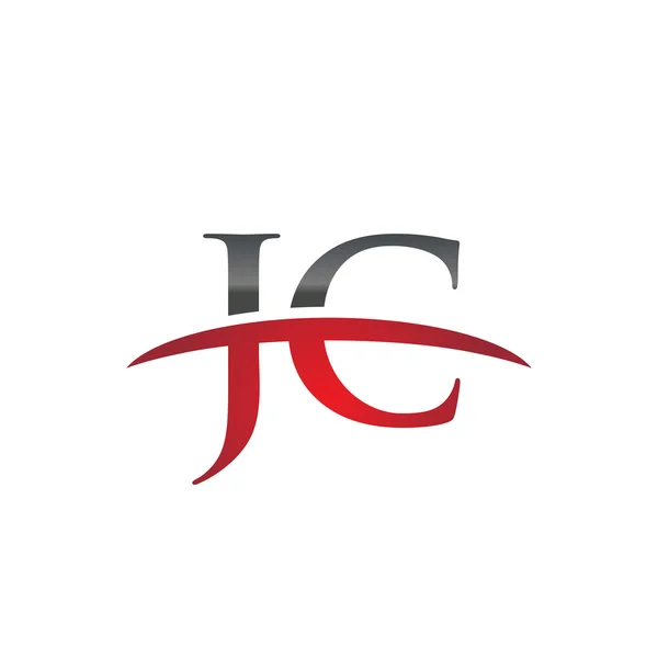 Carta inicial logotipo swoosh vermelho JC logotipo swoosh —  Vetores de Stock