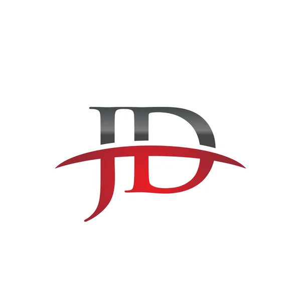 Literą Jd czerwonym logo swoosh swoosh logo — Wektor stockowy