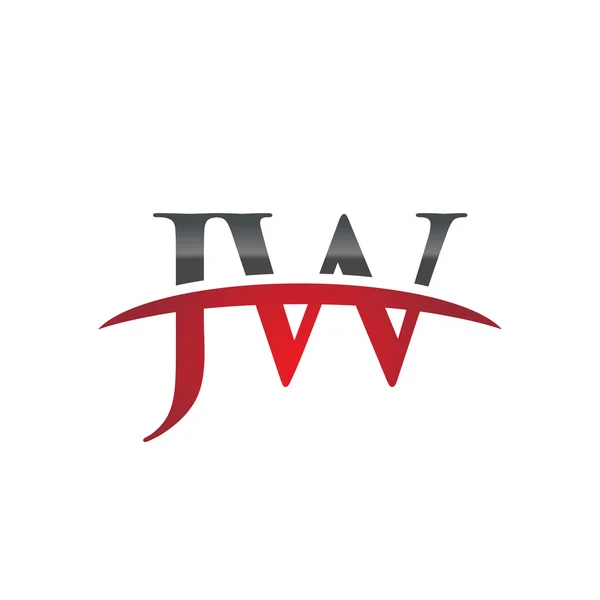 Počáteční písmeno Jw red swoosh logo swoosh logo — Stockový vektor