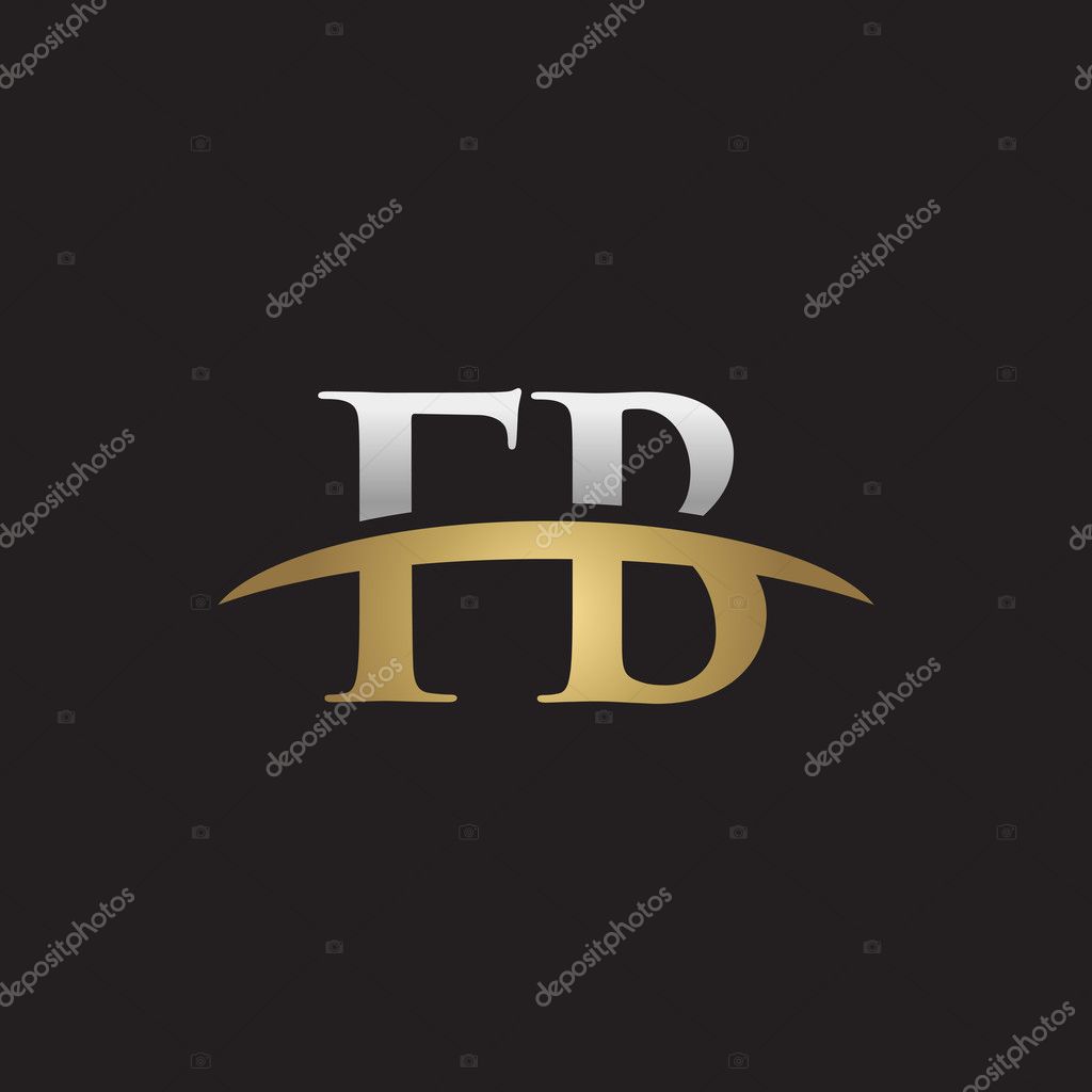 Initial Letter Fb Silver Gold Swoosh Logo Swoosh Logo Black Background Vector Image By C Ariefpro Vector Stock