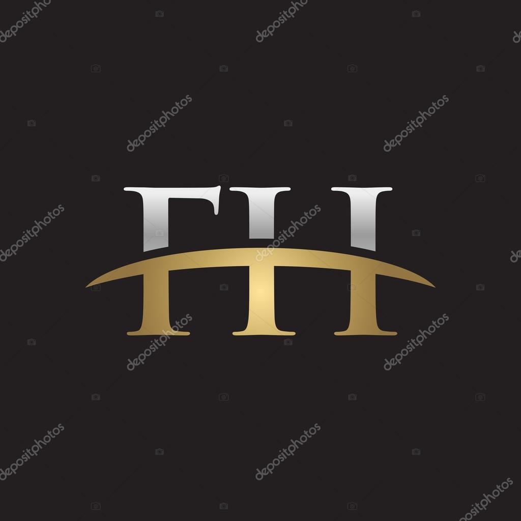 Initial letter VN silver gold swoosh logo swoosh logo black