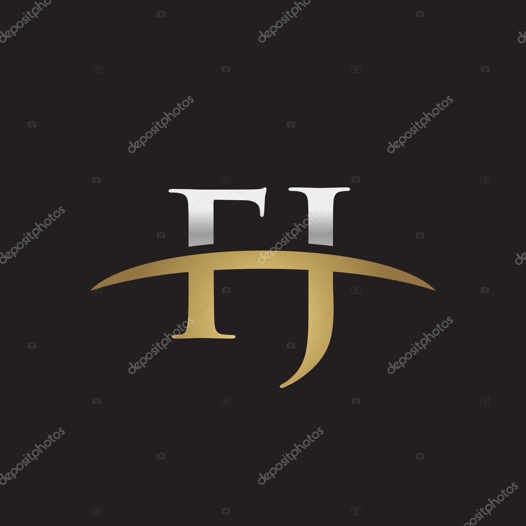 Initial letter FJ with swoosh logo template