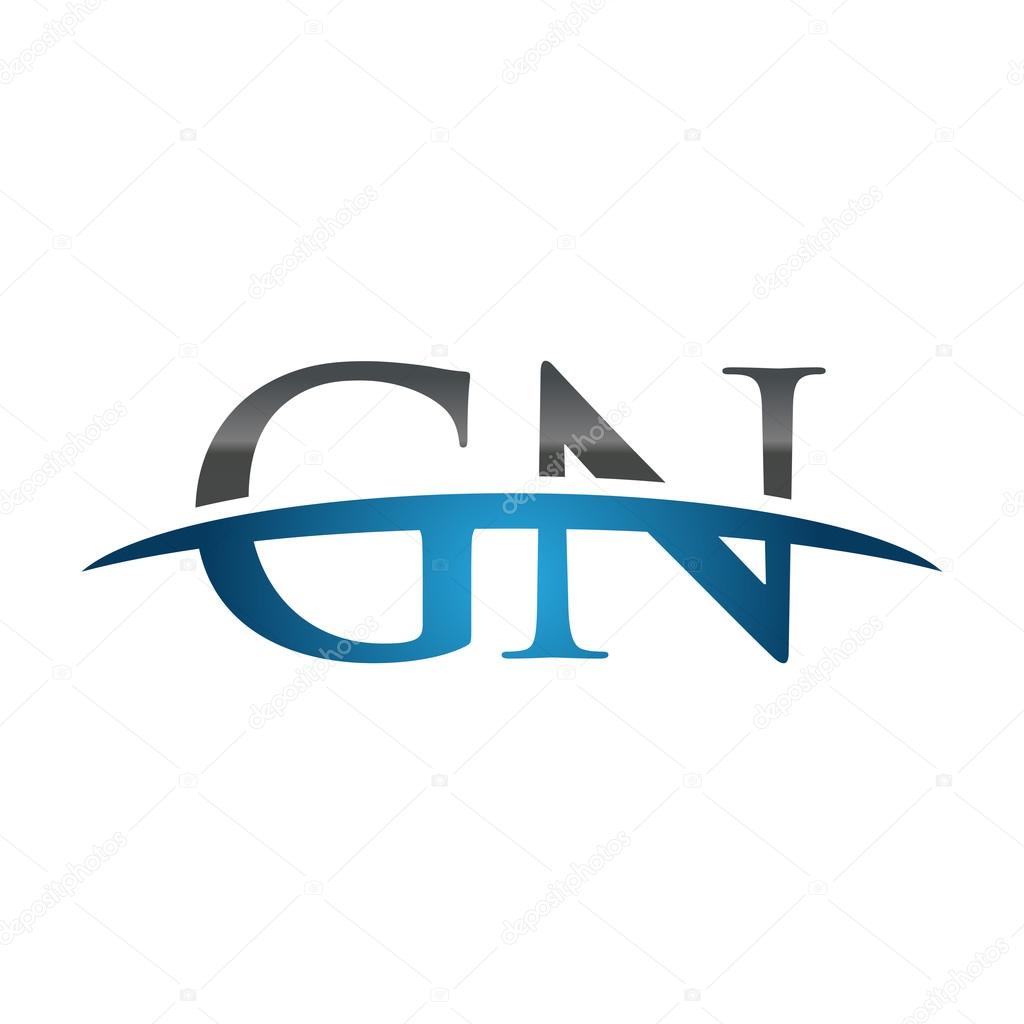 Initial letter GN with swoosh logo template