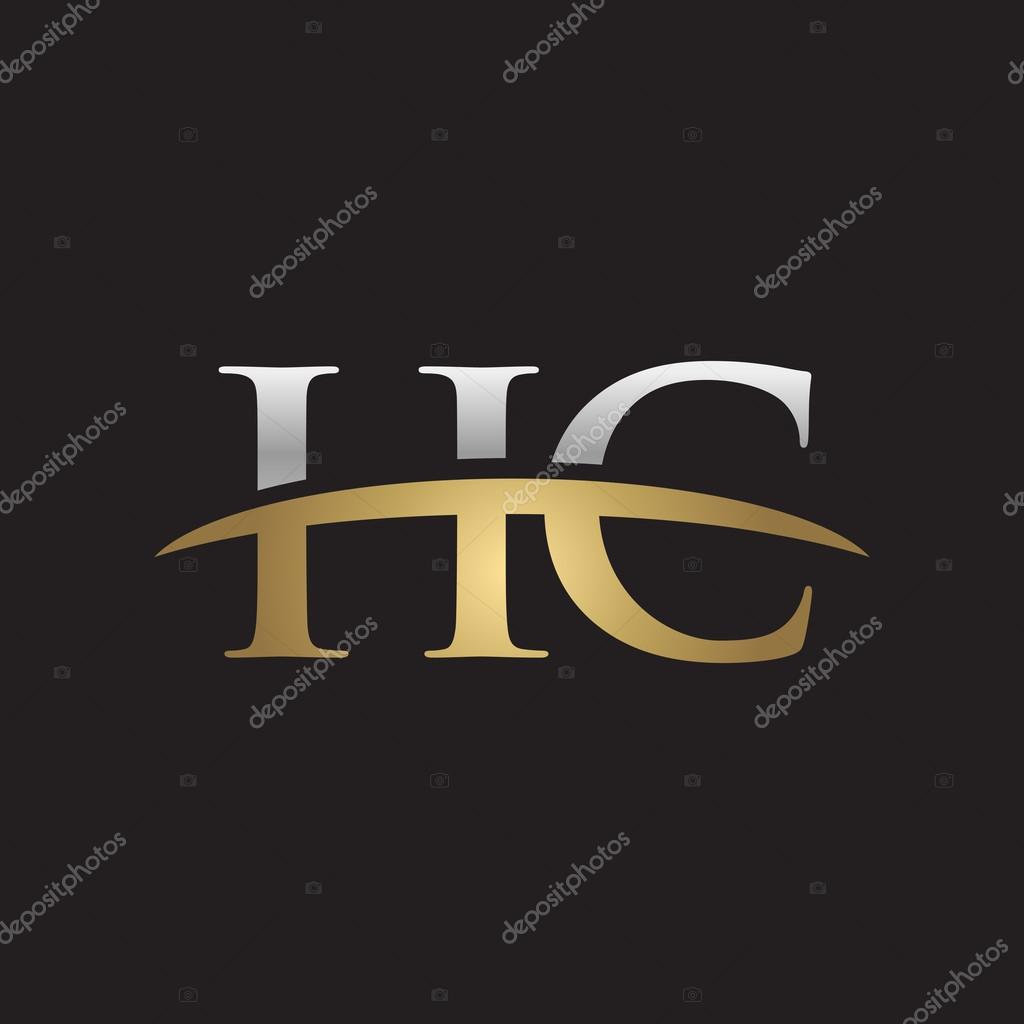 Initial Letter Hc Silver Gold Swoosh Logo Swoosh Logo Black Background Vector Image By C Ariefpro Vector Stock