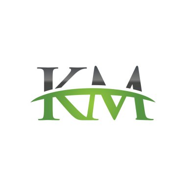 Initial letter KM green swoosh logo swoosh logo clipart