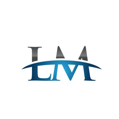 İlk harf Lm mavi swoosh logo logo swoosh 