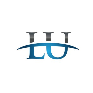 İlk harf Lu mavi swoosh logo logo swoosh 