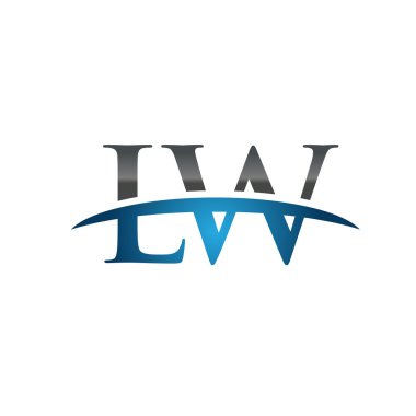 İlk harf Lw mavi swoosh logo logo swoosh 