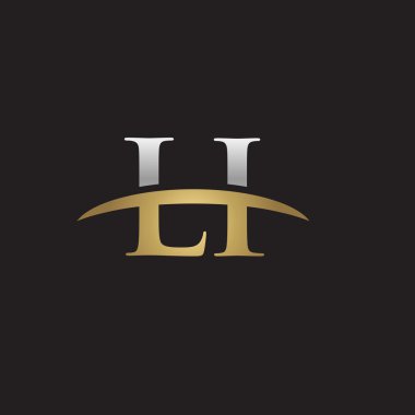  İlk harf Li Gümüş altın swoosh logo logo siyah arka plan swoosh