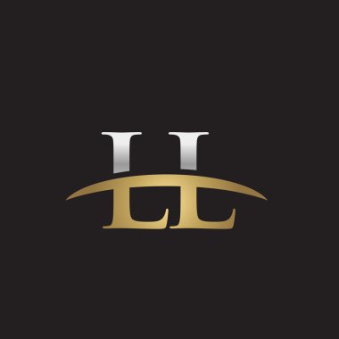  İlk harf Gümüş altın swoosh Ll logo logo siyah arka plan swoosh