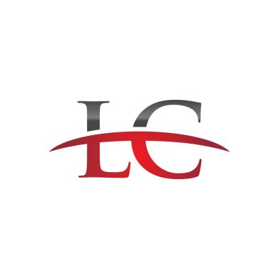 İlk harfleri Lc red swoosh logo logo swoosh