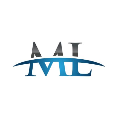 İlk harf Ml mavi swoosh logo logo swoosh 