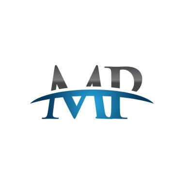 İlk harf Mp mavi swoosh logo logo swoosh 