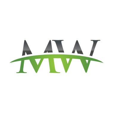 İlk harf Mw yeşil swoosh logo logo swoosh