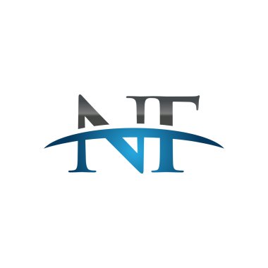 İlk harf Nf mavi swoosh logo logo swoosh 