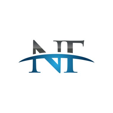 Initial letter NF blue swoosh logo swoosh logo  clipart