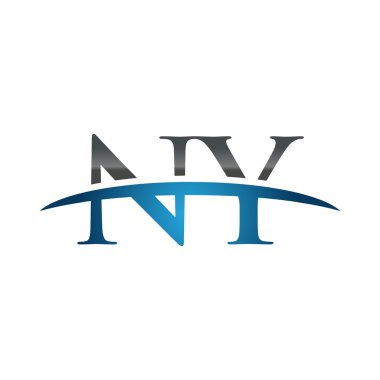 İlk harf Ny mavi swoosh logo logo swoosh