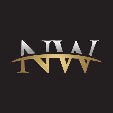 İlk harf Gümüş altın swoosh Kuzey logo logo siyah arka plan swoosh