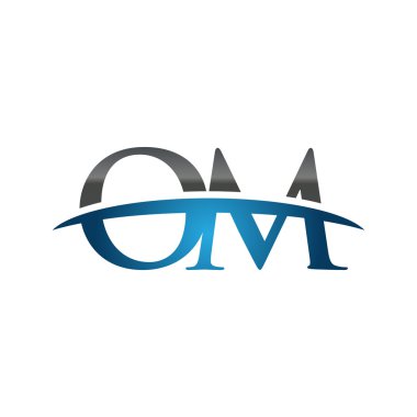 İlk harf Om mavi swoosh logo logo swoosh 