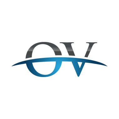 İlk harf Ov mavi swoosh logo logo swoosh 