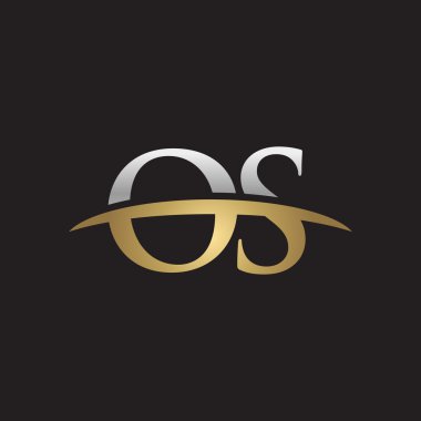 İlk harf Gümüş altın swoosh Os logo logo siyah arka plan swoosh