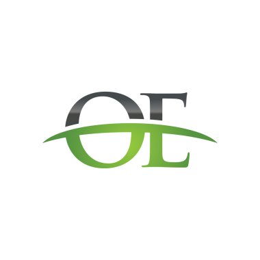 İlk harf Oe yeşil swoosh logo logo swoosh