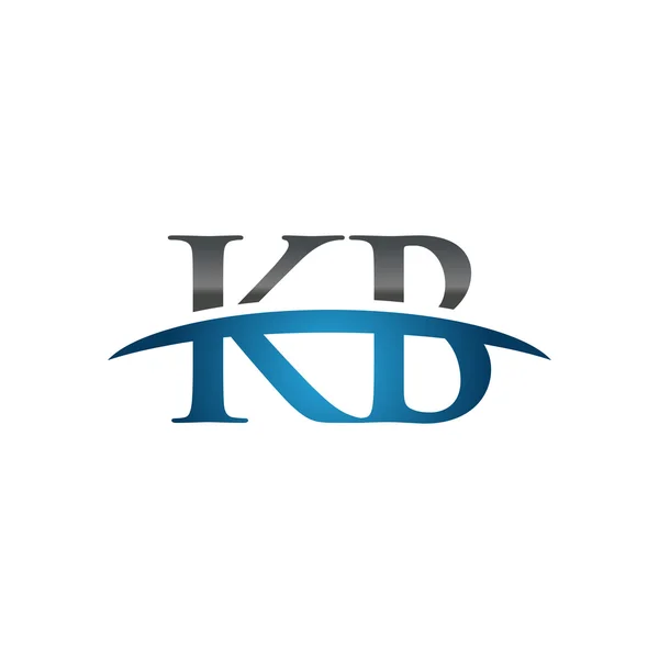 Letra inicial KB azul swoosh logo swoosh logo — Vector de stock
