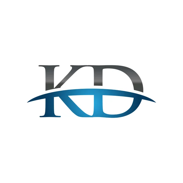 Letra inicial KD azul swoosh logo swoosh logo — Vector de stock