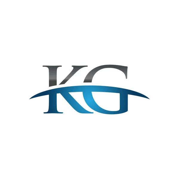 Letra inicial KG azul swoosh logo swoosh logo — Vector de stock