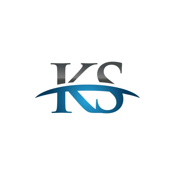 Letra inicial KS azul swoosh logo swoosh logo — Vector de stock