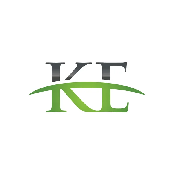 Lettera iniziale KE logo swoosh verde logo swoosh — Vettoriale Stock