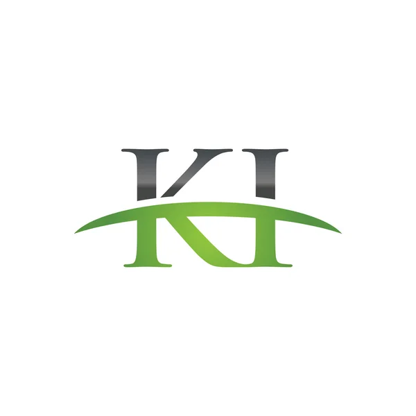 Initial letter KI green swoosh logo swoosh logo — Stock Vector