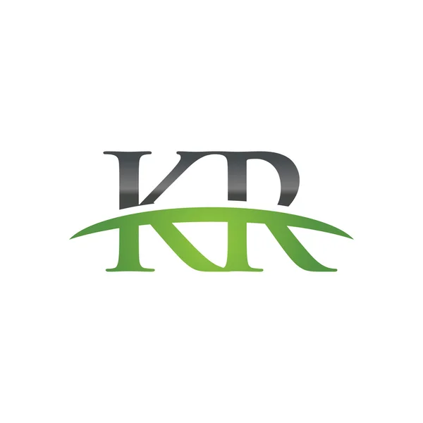 Initial letter KR green swoosh logo swoosh logo — Stock Vector