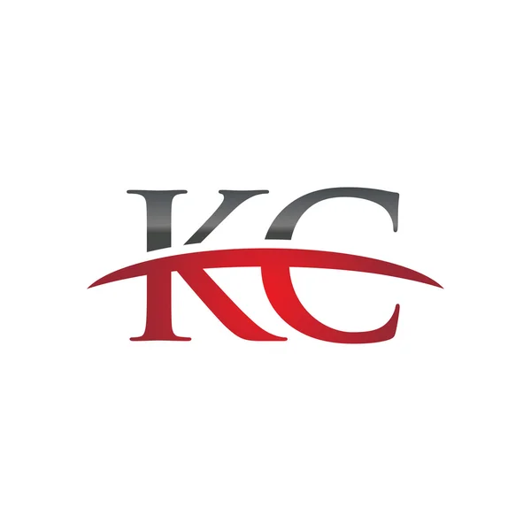 Lettera iniziale KC logo swoosh rosso logo swoosh — Vettoriale Stock