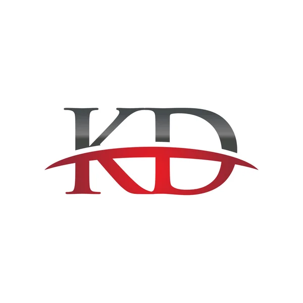 Lettera iniziale KD logo swoosh rosso logo swoosh — Vettoriale Stock