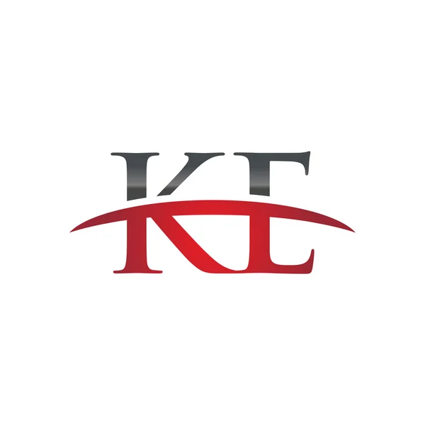 Lettera iniziale KE logo swoosh rosso logo swoosh — Vettoriale Stock