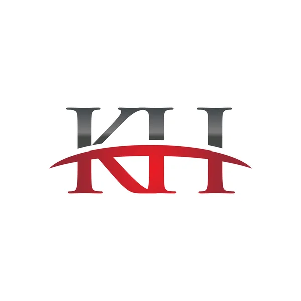 Lettera iniziale KH logo swoosh rosso logo swoosh — Vettoriale Stock