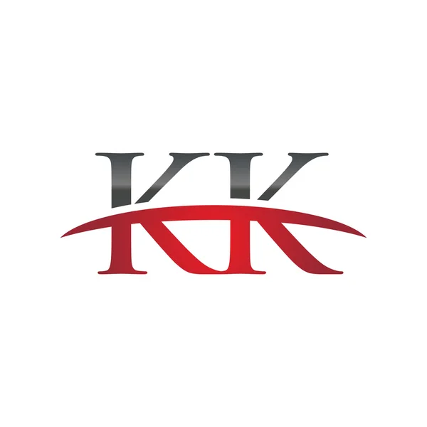 Lettera iniziale KK logo swoosh rosso logo swoosh — Vettoriale Stock