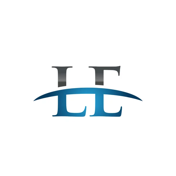 Initial letter LE blue swoosh logo swoosh logo — Stock Vector