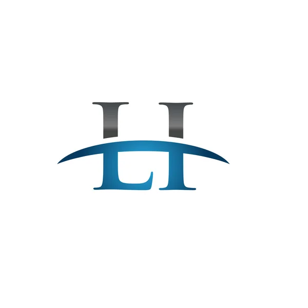 Lettre initiale LI bleu logo swoosh logo swoosh — Image vectorielle