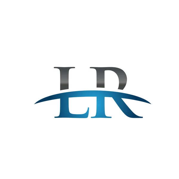 Initial letter LR blue swoosh logo swoosh logo — Stock Vector
