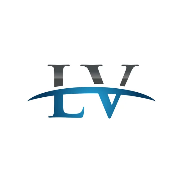 Αρχικό γράμμα Lv μπλε swoosh λογότυπο swoosh λογότυπο — Διανυσματικό Αρχείο