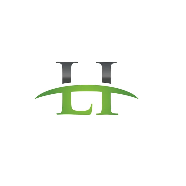 Initial letter LI green swoosh logo swoosh logo — Stock Vector