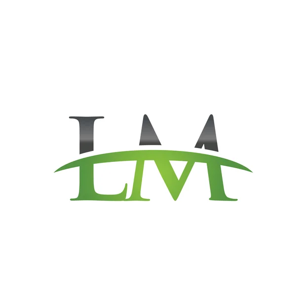 Carta inicial LM logotipo swoosh verde logotipo swoosh —  Vetores de Stock