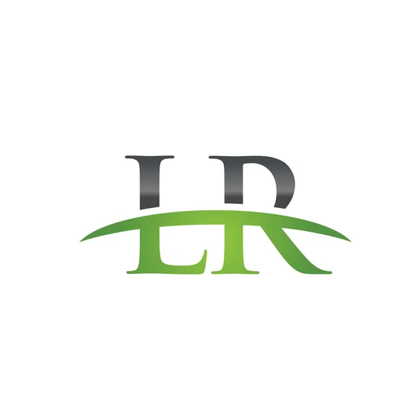 Letra inicial LR logotipo swoosh verde logotipo swoosh — Vetor de Stock