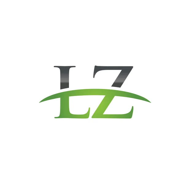 Lettera iniziale LZ logo swoosh verde logo swoosh — Vettoriale Stock