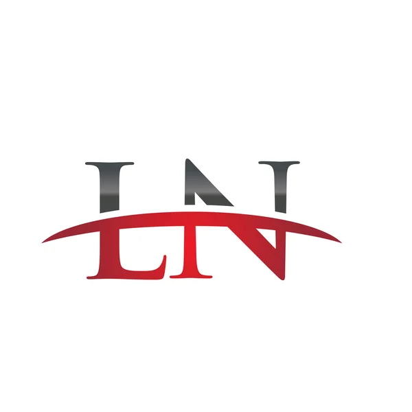 İlk harf Ln red swoosh logo logo swoosh — Stok Vektör