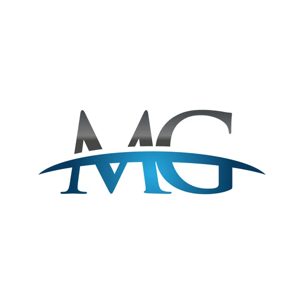 Letra inicial MG azul swoosh logo swoosh logo — Vector de stock