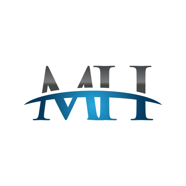 Carta inicial logotipo swoosh azul MH logotipo swoosh — Vetor de Stock